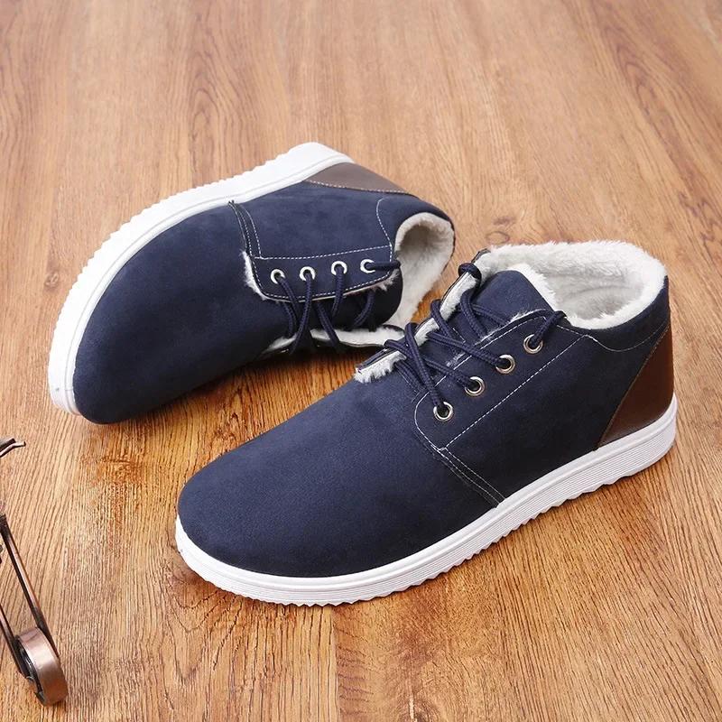 Männer Kurze Stiefel Neue Retro Plüsch Warme Bequeme Dicken Sohlen Arbeit Schnee Stiefel Outdoor-Mode Sport Casual Baumwolle Schuhe2024