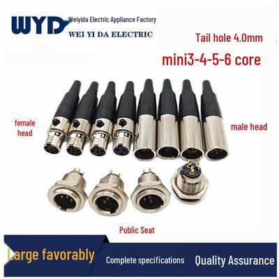 Metalowy Miniaturowy Złącze XLR: Gniazdo wtykowe Mini XLR 3, 4, 5, 6, 7-pinowe, 4,0 mm