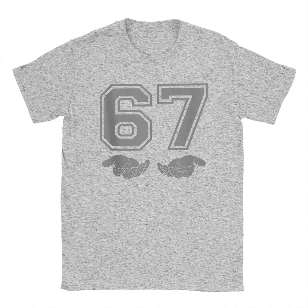 Men's Funny 67 Meme T Shirt  Cotton Clothing Novelty Short Sleeve Round Collar Tees Plus Size T-Shirt