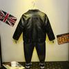 Kids Clothing Girls and Boys Leather Jacket Spring Autumn Stand Collar Pu Jacket