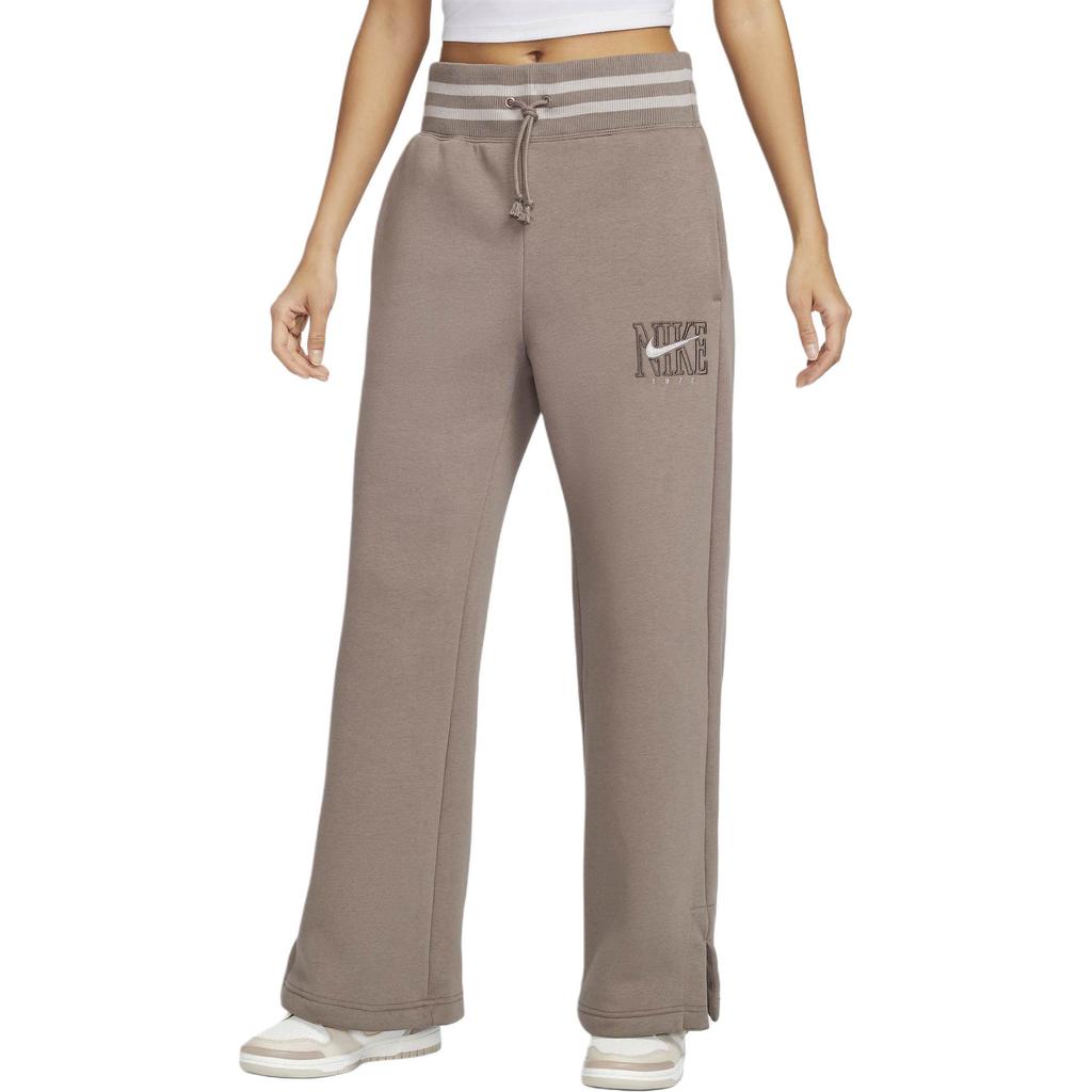 Nike Sportiniai drabužiai Phoenix Fleece aukštu juosmeniu plačių kojų megzti sportiniai šortai moterims, apatinė dalis, audinės ruda, HJ0910-233