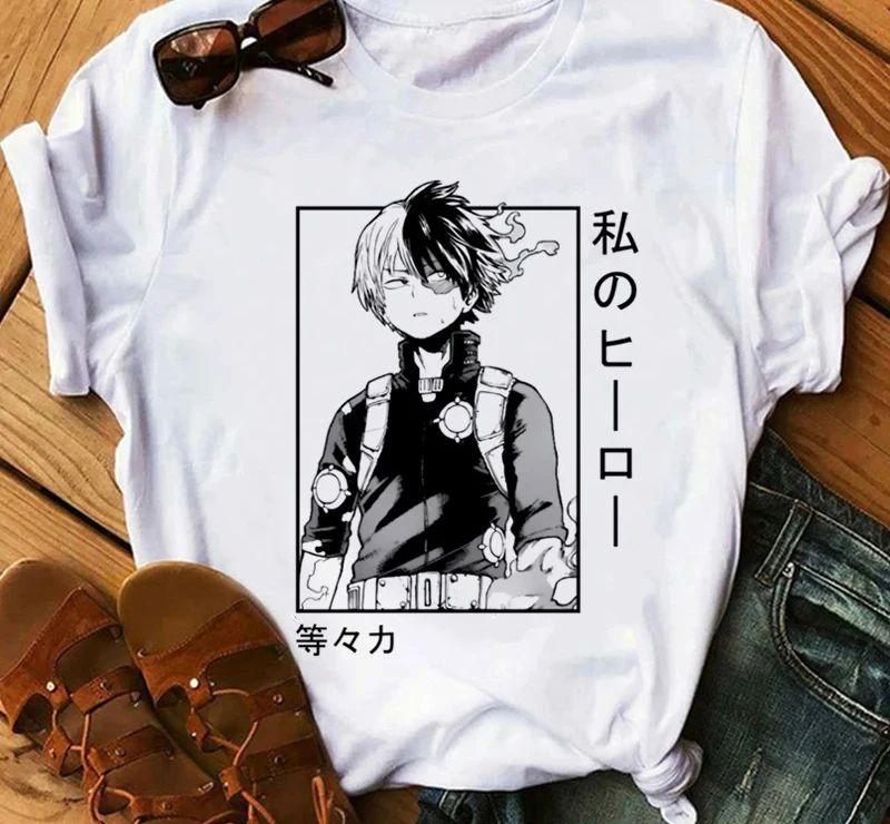 Japanese Anime My Hero Academia Graphic Fun Print T Shirt Fashion Women Retro Cotton T-shirt  Summer Loose Y2K Top T-Shirt