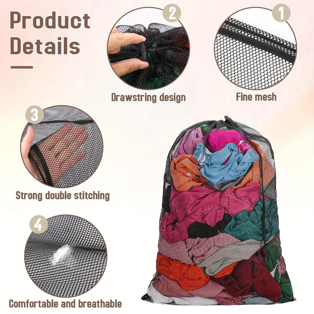 1/2/3pcs Sturdy Extra-Large Mesh Laundry Bag Suitable for Delicate Clothing,Washing Machine Washer Sack Ideal for Underwear,Bras