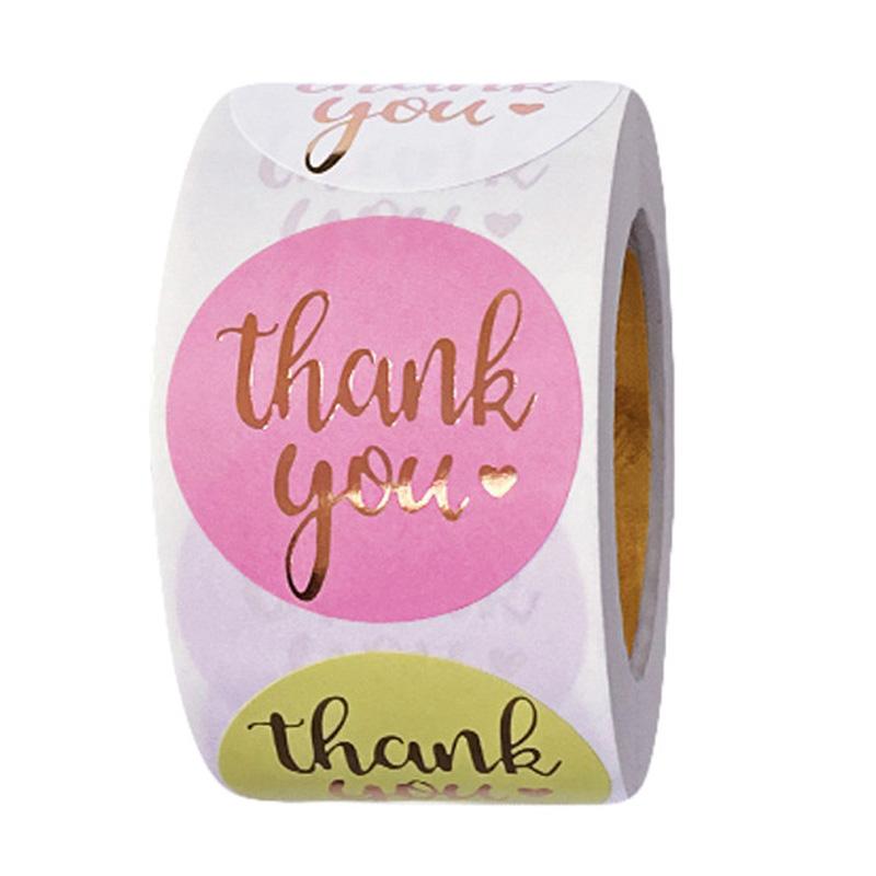100-500 Pcs New 1.5Inch Pink White Coloful Thank You Stickers Roll For Envelope Wedding Jewelry Box Stationery Seal Lable