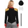 Women Ringmaster Costume Long Sleeve Jacket Stand Collar Fringe Shoulder Boards Golden Trim Hat Gloves Magic Set