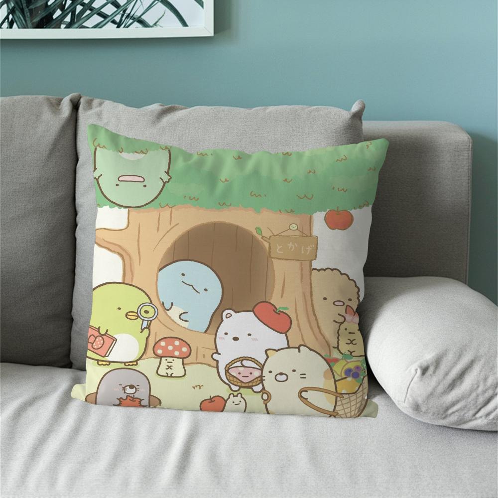 Cartoon S-Sumikko Cute G-Gurashis Pillow Case Sofa Living Room Bedroom Headboard Backrest Cushion Square Cushion Nap Time