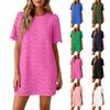 Robes Courtes Casual d'Été Dentelle Brodée Manches Courtes Robe Bohème Vêtements de Vacances à la Plage