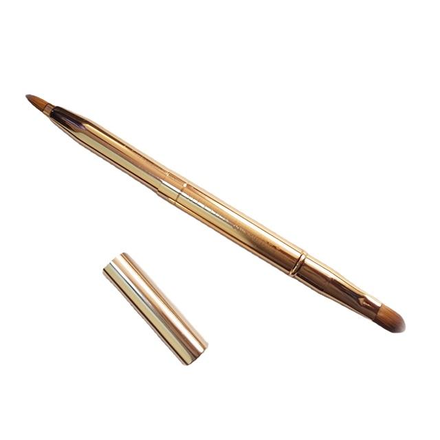 

Выдвижная кисть для макияжа губ, помада, кисть для блеска для губ, телескопическая двойного назначения, кисть для теней для губ, косметический инструмент с защитной крышкой золотой