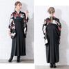 Soubien hakama set shaku sleeve Graduation ceremony ladies black x black M 2 shaku 4 sun [SOUBIEN] 4-piece (2 kimono/plain hakama/undergarment/lower