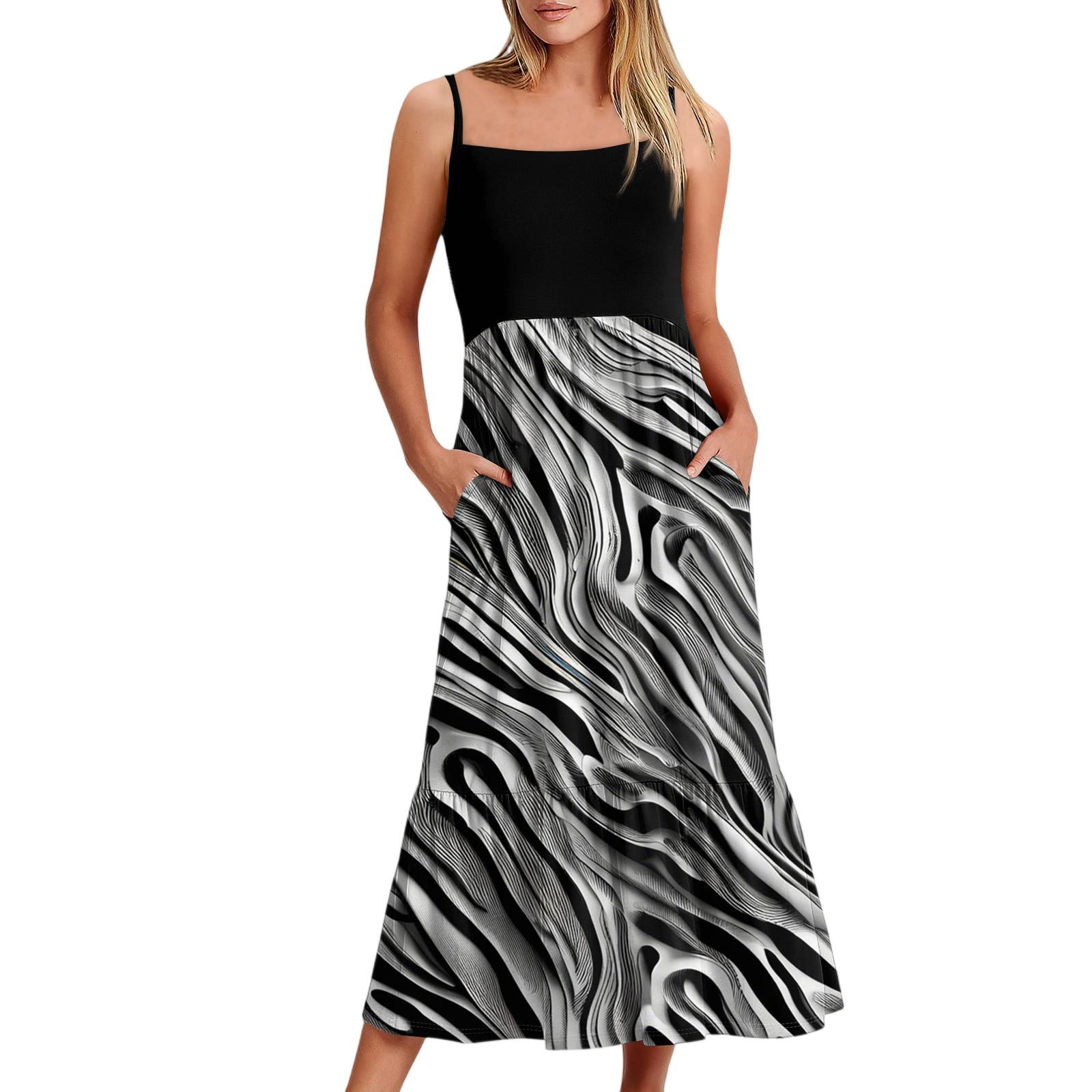 

Женское длинное пляжное повседневное элегантное платье макси на тонких бретельках в полоску, сдержанное струящееся платье в стиле бохо M