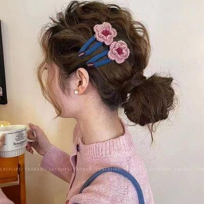 Eleganter floraler Woll-Haarclip für Damen - High-End BB-Clip für Herbst/Winter für Pony und Seitenstyling