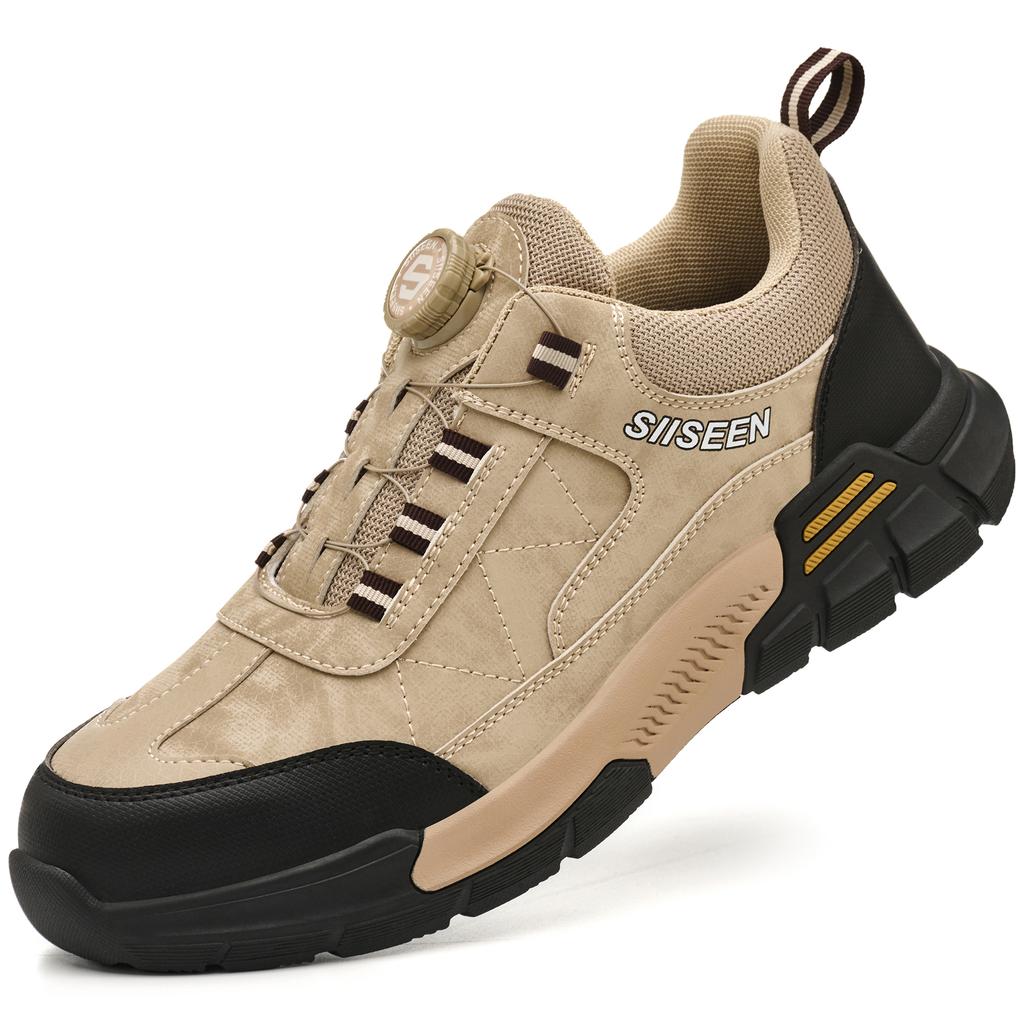 Scarpe di Sicurezza con Bottone Rotante Uomo Sneakers Punta in Acciaio Anti-schiacciamento Anti-perforazione Scarpe da Lavoro Uomo Protezione Moda Scarpe Antiscivolo