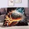 Football Theme Cartoon Soft Flannel Blanket for Bed Bedroom Sofa Picnic Throw Blanket for Cover Outdoor Leisure Nap Office Gifts