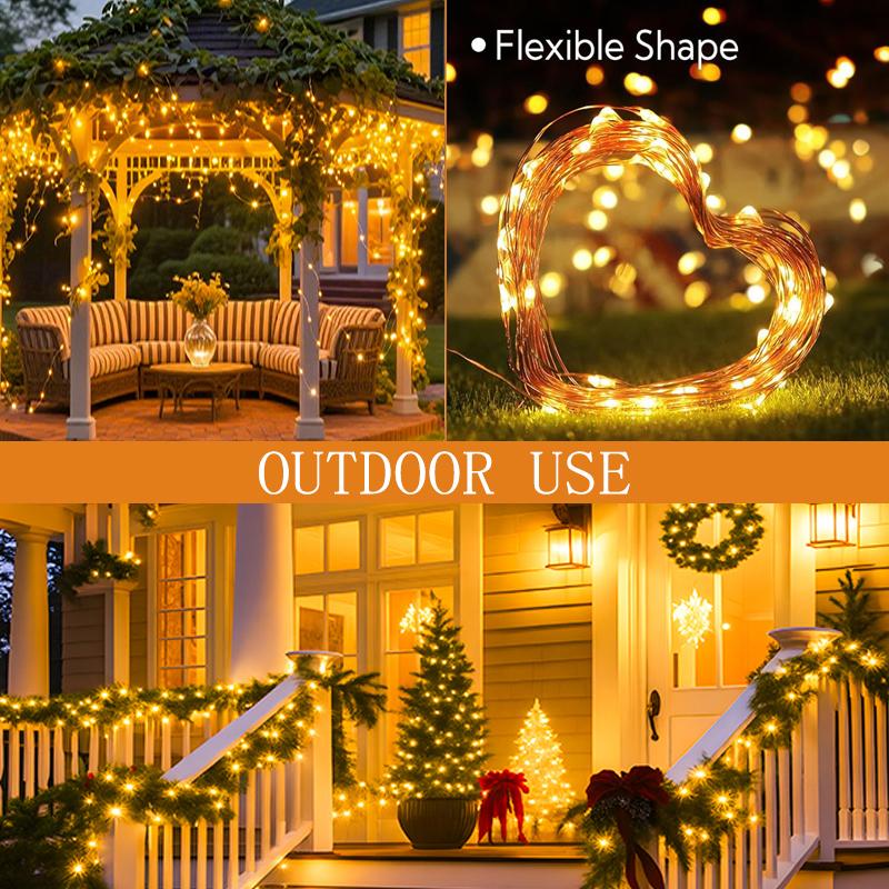 Christmas Decor Solar String Lights 8 Modes Waterproof Outdoor Garden Decor Xmas Fairy Solar Light for Patio Street Yard Balcony