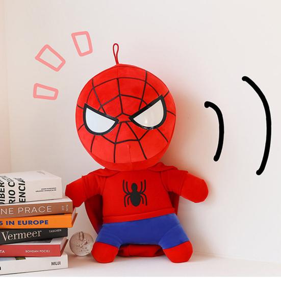 Stuffed Hooded Spider Boy Plush with Hanging Lanyard Soft PP Cotton Movie Character Hero Plushie Toy Doll Home Decoration Kids Adults Fans Gift