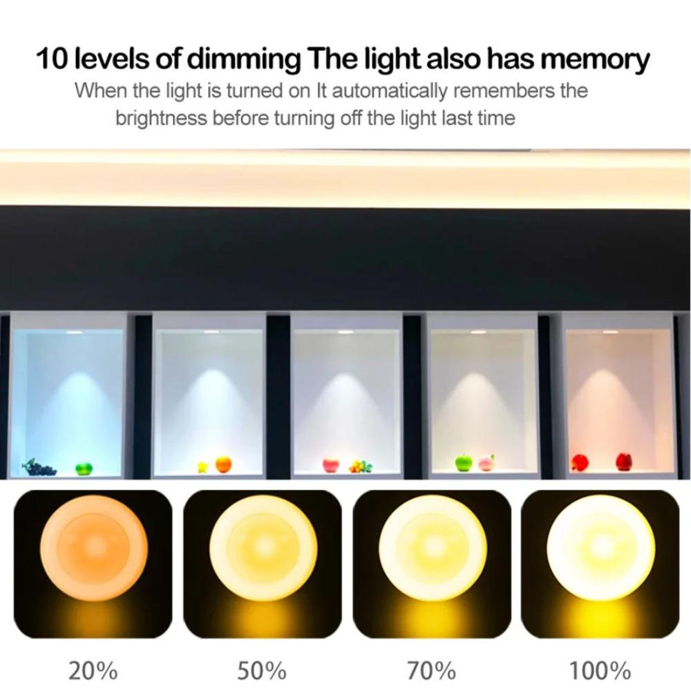 16 Colors Under Cabinet Light Dimmable LED Round Night Lights Portable Cabinet Kitchen Closet Lamps With Remote & Touch Control
