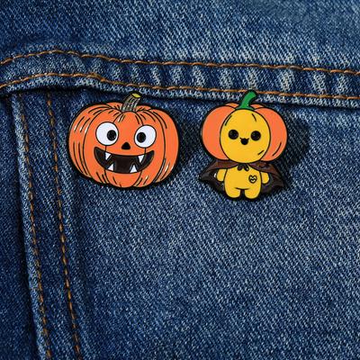 Funny Cartoon Pumpkin Man Design Enamel Brooches Cute Halloween Ghost Shaped Pins
