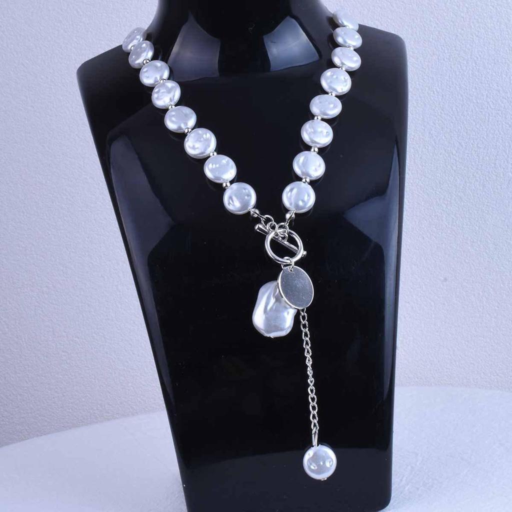 Versatile Cross-Border Baroque Faux Pearl Tassel Necklace