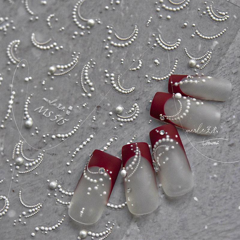 Japanese Retro Crystal 3D Pearl Nail Stickers