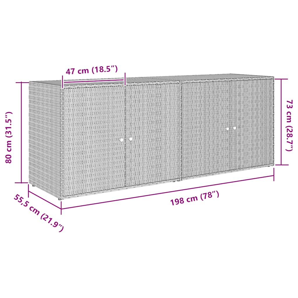 Vidaxl Gartenschrank, Schwarz, 198X55,5X80 Cm, Polyrattan