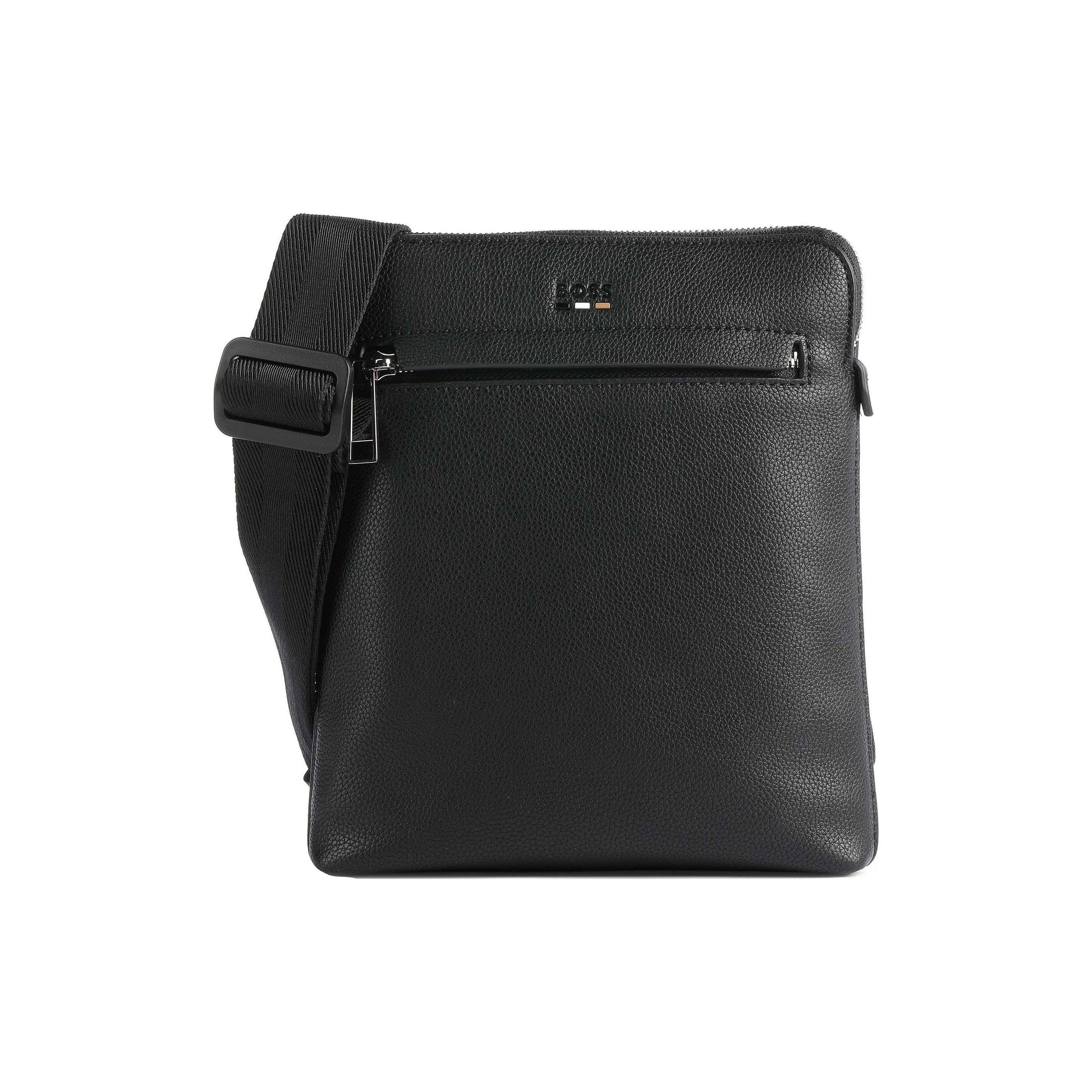 Hugo Boss Letter Print Logo Polyester And Faux Leather Shoulder Tote Crossbody Bag Men bags Black 50490873-001 Basic Set (Bag+Dust Bag)