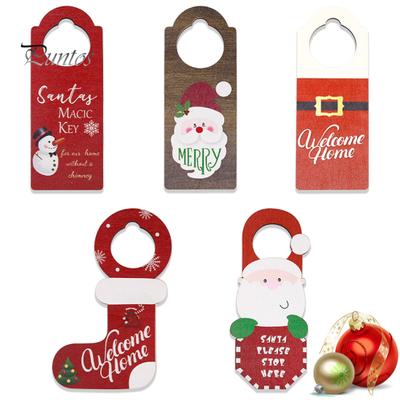 Decorazione natalizia per maniglia in legno, Babbo Natale, pupazzo di neve, calza, decorazioni natalizie, maniglia per porta, gancio, ciondolo, forniture per feste