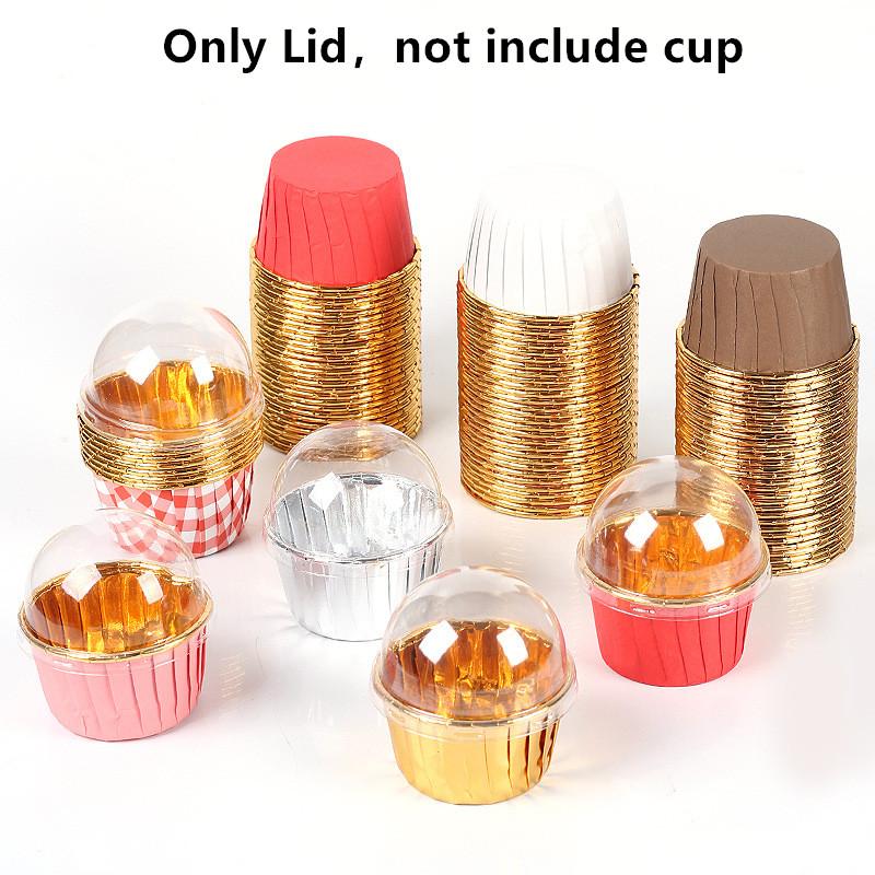 50pcs Plastic Cupcake Paper Cup Transparent Lid Cover Hat for Upper Caliber 5/5.8/6.8cm Baking Cups Muffin Cup Cake Decoration