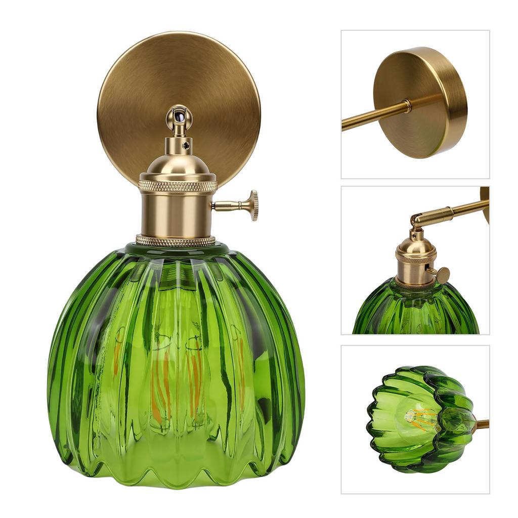Wall Sconce Glass Lampshade Minimalist Aluminum Alloy Vintage Wall Lamp for Cafe Bedroom Restaurant