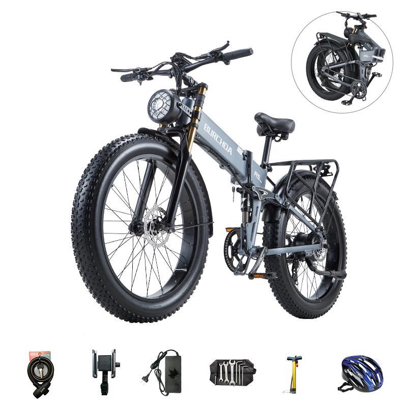 Burchda R5Pro 1500W50km/h 26-inch Folding Electric Mountain Bike 48V20AH Lithium Fat Electric Bicycle Motorcycle