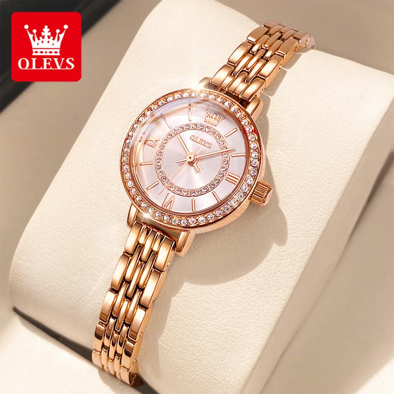 OLEVS 5508 Diamond Watch for Women Rose Gold Stainless Steel Waterproof Elegant Ladies Wrist Watch Original Quartz Women's Watch