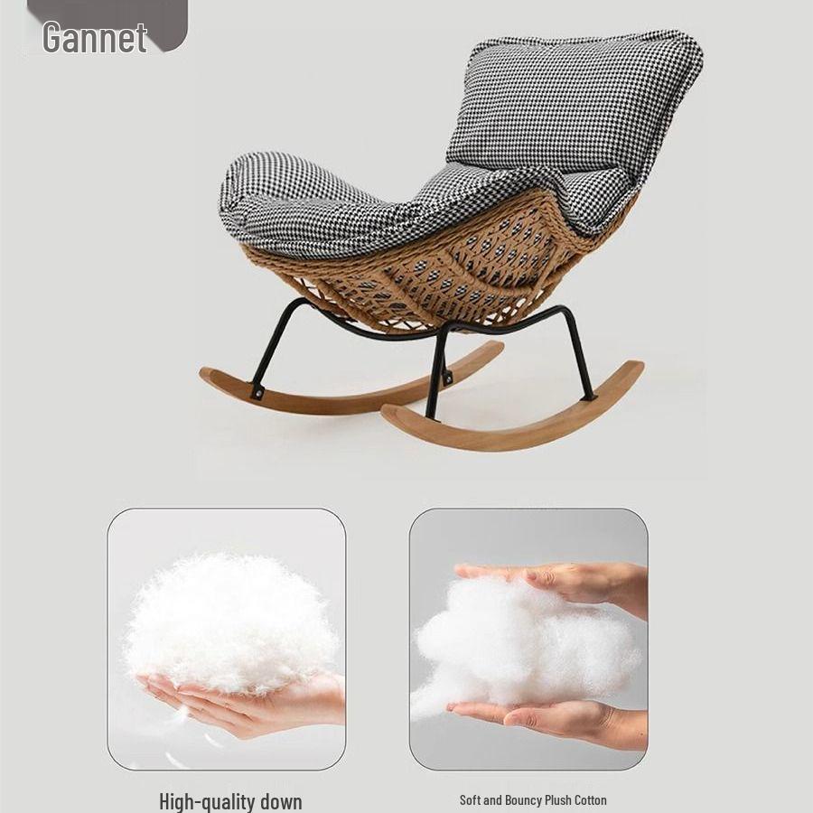 Rattan Rocking Recliner Chair - Lazy Sofa for Indoor/Outdoor Leisure