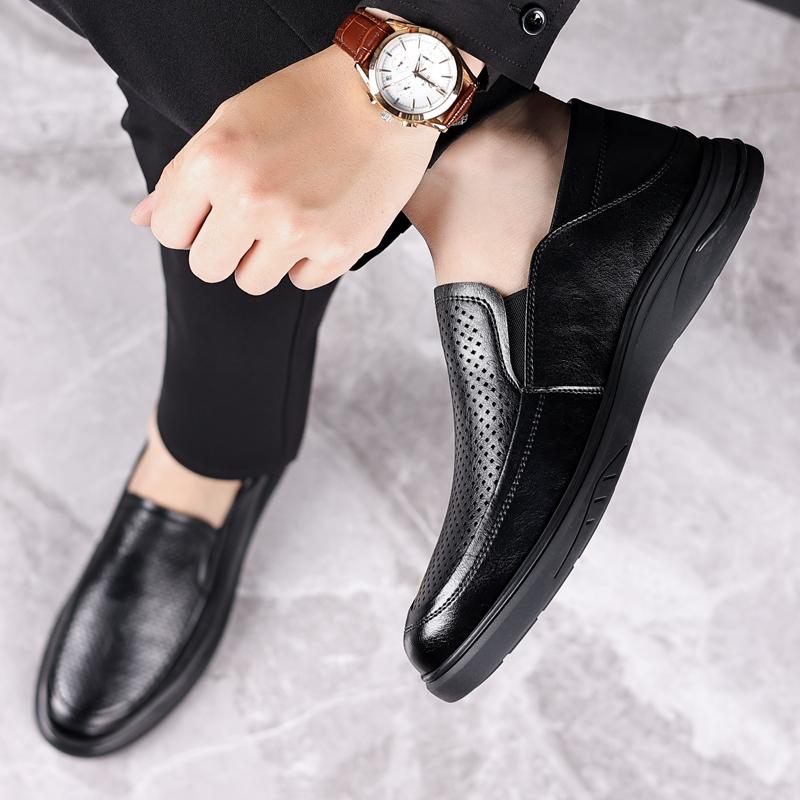 FashionMen Casual Flats Male Business Shoes Classic Leather Shoes Men's Low Heel Loafers Shoes Comfortable Breathable Dress Footwear