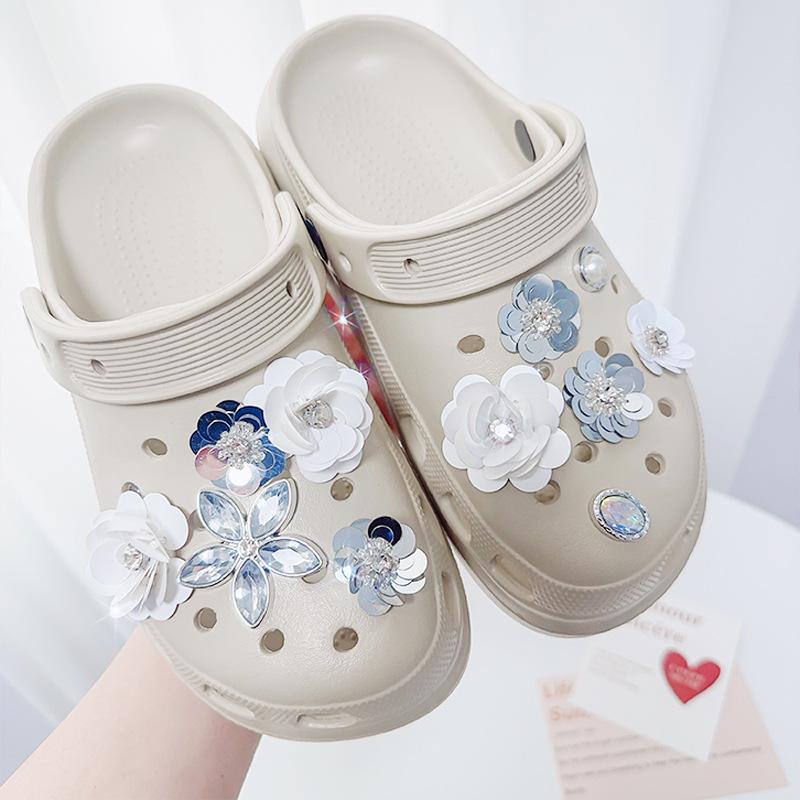 Cute Resin Starfish & Shell Croc Shoe Buckles with High-End Flower Accessories