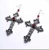 Gothic Dark Red Ruby Cross Necklace Vintage Floral Pendant For Unisex Fashion Lovers