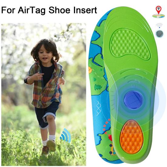 1 Pair Shoe Insoles PU Cushioned with Hidden Pocket for GPS Tracker Breathable Anti-Loss Shoe Inserts for Kids And Elderly