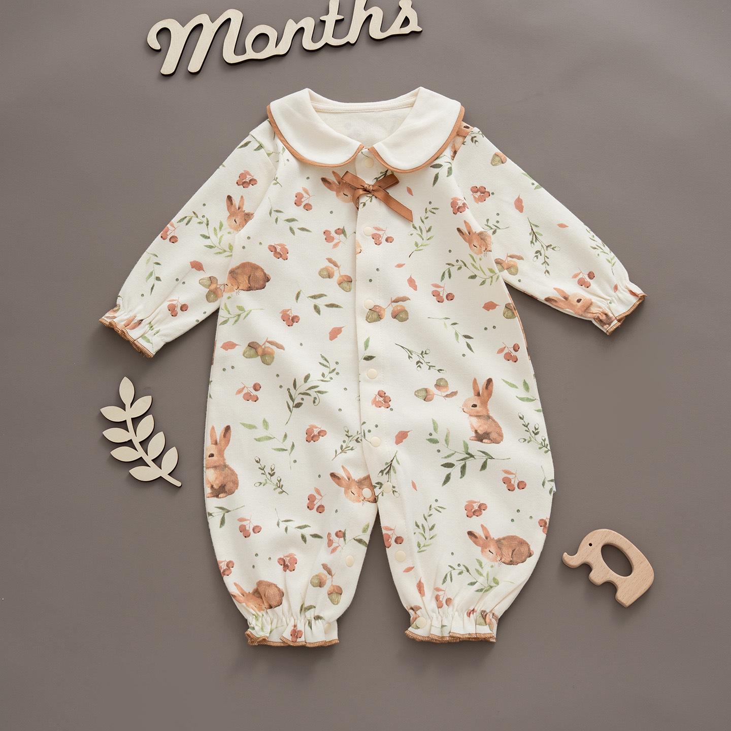 Newborn Baby Girl Long Sleeve Romper with Princess Doll Collar