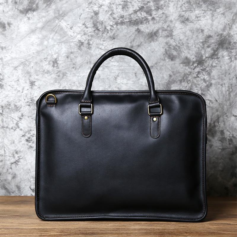 NZPJ Men's Briefcase Leather Handbag Retro Top Layer Cowhide Laptop Bag Crazy Horse Leather Shoulder Messenger Bag Luxury Bag