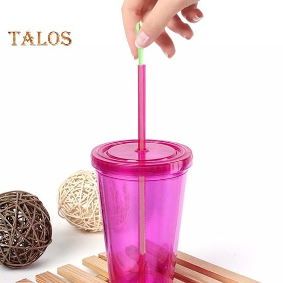 Set da 2 Pezzi Spazzolino per Cannucce Setole Fini Manico Flessibile Silicone per Alimenti Riutilizzabile Strumento per la Pulizia delle Cannucce