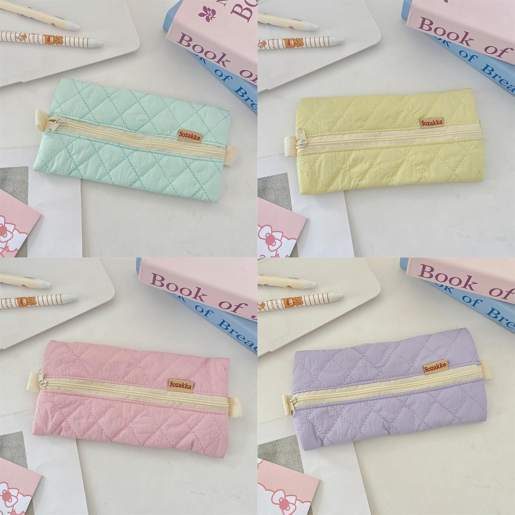 Student Pencil Case Soft Fabric With Zipper For Girls And School Supplies