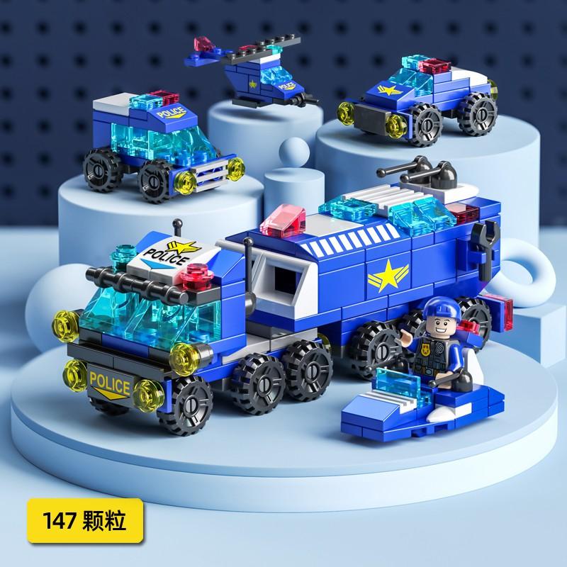READY STOCK Mini 6 In 1 Building Blocks DIY Educational Play for Children Police Airplane&fire Truck&castle Model Building Blocks
