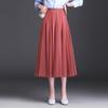 Korean High-Waist Mid-Length Tulle A-Line Skirt - Spring/Summer Pleated Mesh Design