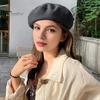 Women Beret Vintage Solid Color Painter Hat Wool Blend French Style Artist Cap Lightweight Headwear for Party Outdoor
