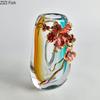 Blue Gradient Color Hollow Glass Vase Desk Decoration Flowers Arrangement Floral Relief Transparent Vases Room Aesthetic Decor
