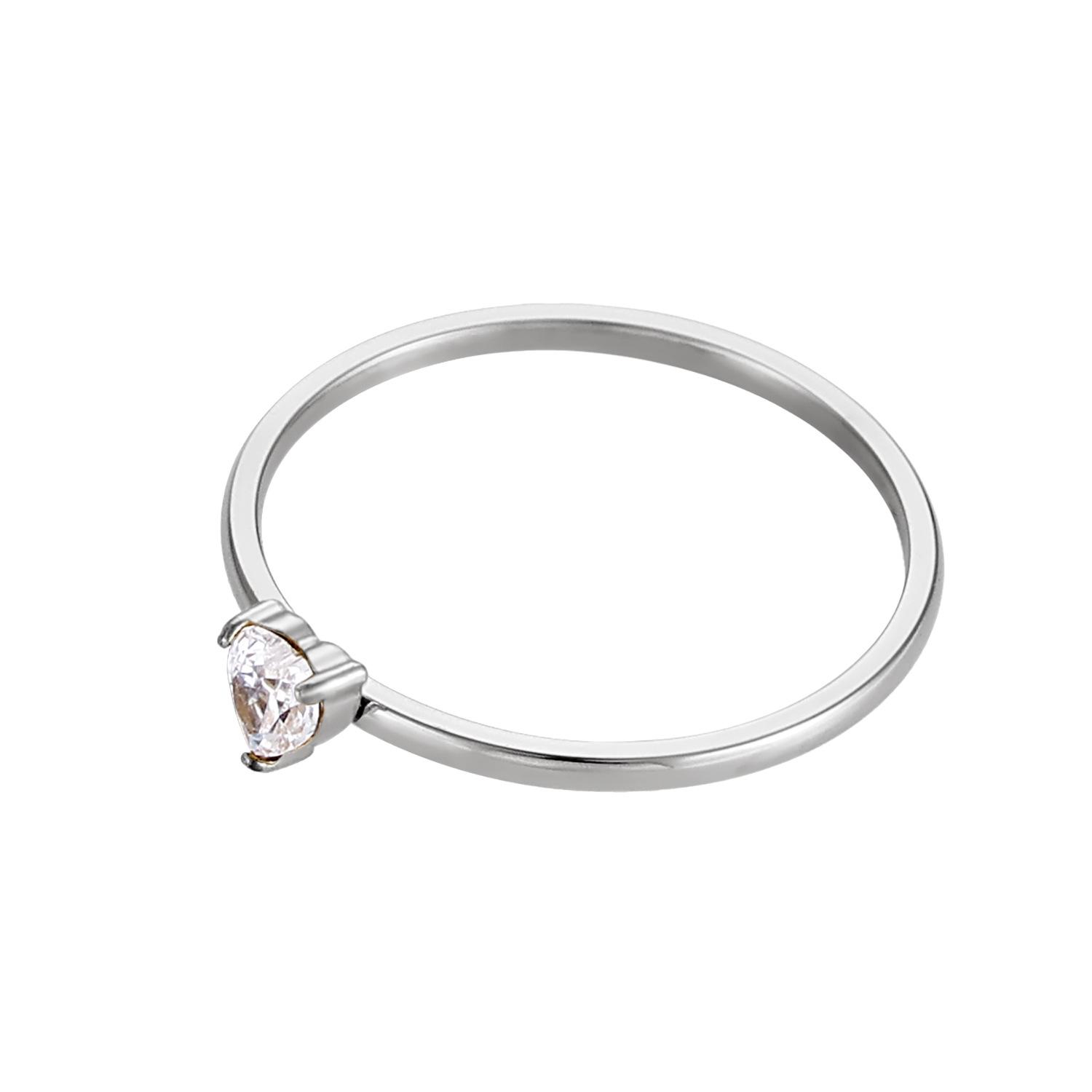 

12-Color Birthstone Heart Zircon Ring, Sizes 5-9, Stainless Steel & 18K Gold Plated Size 6