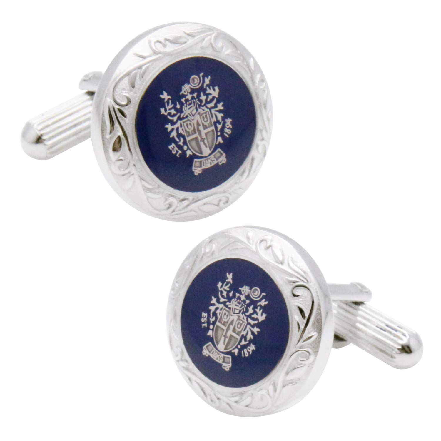 

DAKS Silver Round Navy Crest Cufflinks se-da028