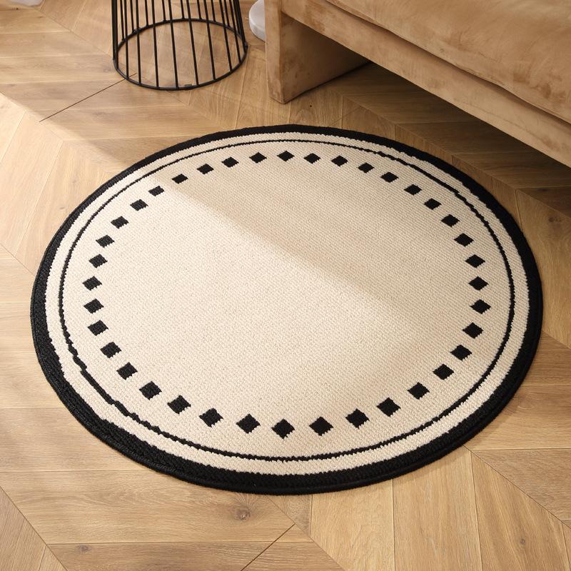 Diameter 80cm Round Area Rug for Bedroom Living Room Vintage Style Soft No Formaldehyde Faux Wool Carpet Floor Mat