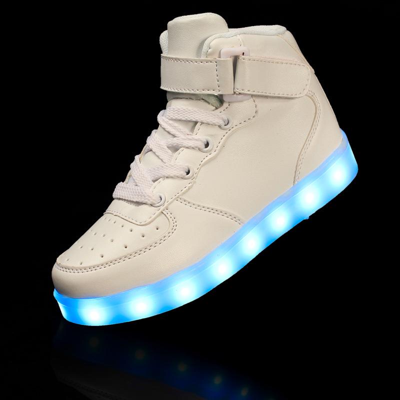 Model Gold Silver High-Top Seven-Color LED Air Force One Mirror-Finish Luminous Outdoor Casual Shoes
