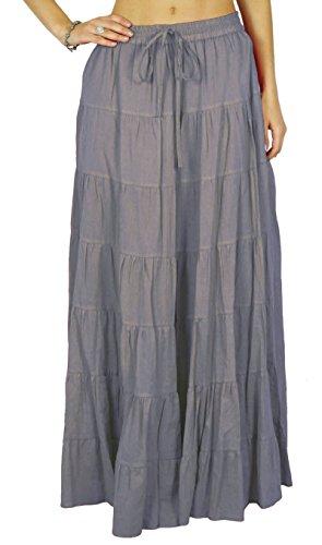 Phagun Damen Sommer Baumwolle Ziegelrot Rock Ethnisches Design Kordelzug Taille -