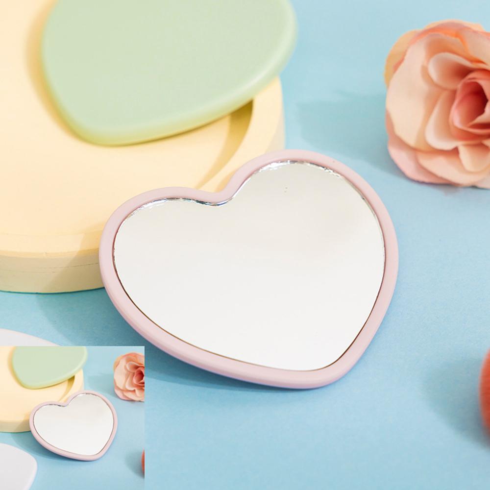 

Single-Sided Heart Mirror Mini Size Handheld Vanity Mirror Pocket Mini Makeup Mirror Bright For Travel Student Dormitory Handbag розовый