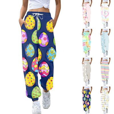 Womens Sweatpants Baggy High Waisted Plus Size Sweat Pants With Pockets Trousers Pants For Women Easter
